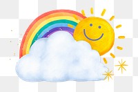 Sunny sky png sticker, watercolor weather collage, transparent background