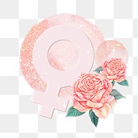 Woman gender symbol png sticker, floral collage, transparent background