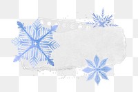 Blue snowflakes ripped paper png sticker, transparent background