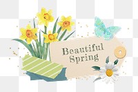 Beautiful Spring png daffodil  journal sticker, transparent background