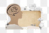 Aesthetic mental health png sticker, note paper floral collage, transparent background