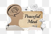 Peaceful mind word, mental health collage