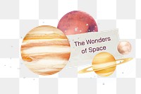 Wonders png space word, galaxy collage, transparent background