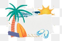 Summer palm tree png note paper sticker, transparent background