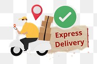 Express delivery words png sticker, shipping service collage, transparent background