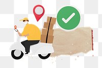 Delivery man png note paper sticker, transparent background