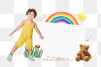 Kid's note paper png sticker, transparent background