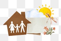 Family house png  sticker, ripped paper transparent background