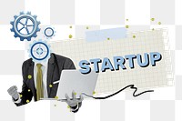 Startup word png sticker, business collage, transparent background