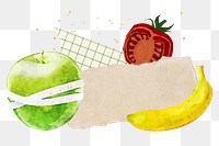 Healthy diet fruits png sticker, note paper collage, transparent background