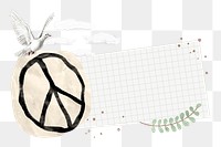 Peace torn paper png sticker, transparent background