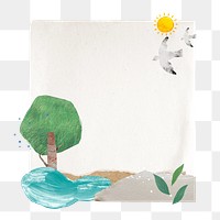 Nature landscape png paper sticker, environment collage on transparent background