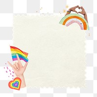 LGBTQ note paper png sticker, pride flag collage, transparent background