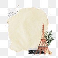 Eiffel Tower png sticker, ripped paper collage, transparent background