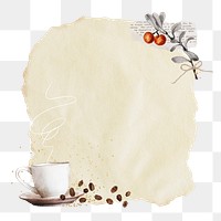 Coffee aesthetic png sticker, ripped paper design, transparent background