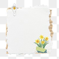 Blank notepaper png Easter daffodil flower journal sticker, transparent background