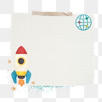 Space rocket png sticker, note paper collage, transparent background