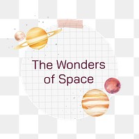 Wonders png space word, galaxy collage, transparent background