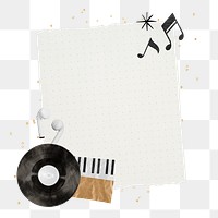 Retro music png sticker, aesthetic ripped paper collage, transparent background