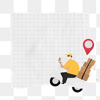 Delivery man png note paper sticker, online shopping collage, transparent background