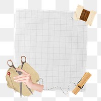 Sewing png grid paper sticker, transparent background