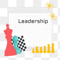 Leadership word png sticker, chess piece collage, transparent background