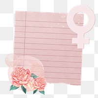 Floral note paper png sticker, Women's Day celebration aesthetic, transparent background