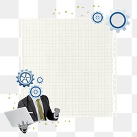 Businessman cogwheel png note paper, paper collage, transparent background