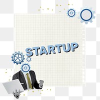 Startup word png sticker, business collage, transparent background