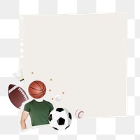Aesthetic sports png note paper sticker, transparent background