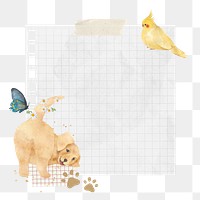 Note paper png sticker, Golden Retriever dog illustration, transparent background