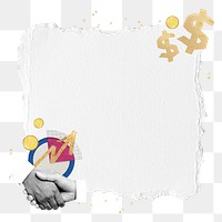 Business handshake png sticker, note paper, finance collage, transparent background