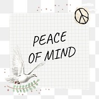 Peace of mind png sticker, transparent background