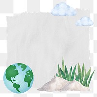 Environment globe png ripped paper sticker, nature collage on transparent background