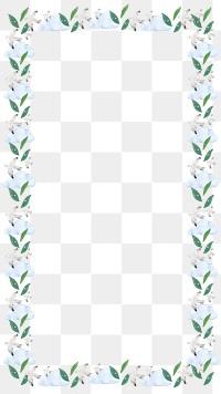 Leafy cloud png patterned frame, transparent background