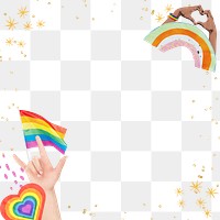 LGBTQ pride png border frame, transparent background