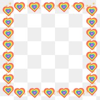 Rainbow hearts png frame, transparent background