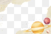 Saturn galaxy png border frame, transparent background