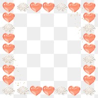 Valentine's heart png frame, transparent background