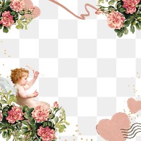 Valentine's cupid png frame, transparent background