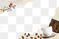 Coffee aesthetic png border, transparent background