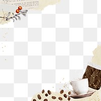 Coffee aesthetic png border, transparent background