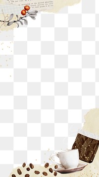 Coffee aesthetic png border, transparent background