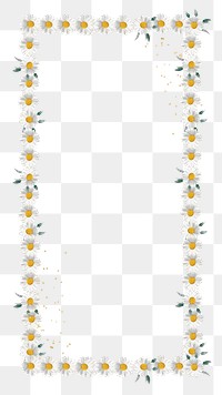 PNG white daisy flower frame sticker, transparent background