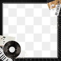 Retro music png frame, transparent background