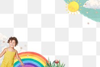 Childhood border png rainbow, transparent background