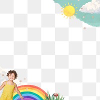 Little kid png rainbow border, transparent background