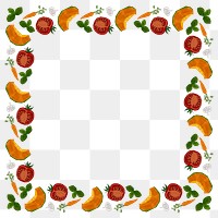 Cute vegetables png patterned frame, transparent background