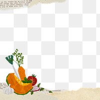 Cute vegetables png border, transparent background