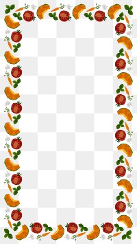 Cute vegetables png patterned frame, transparent background